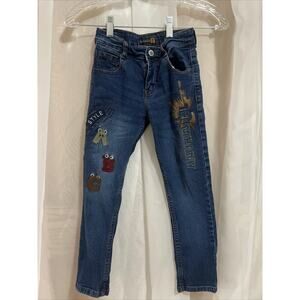 Kids jeans Size 8 Embroidered ABC Painted And Patch Unique‎ Max Blue